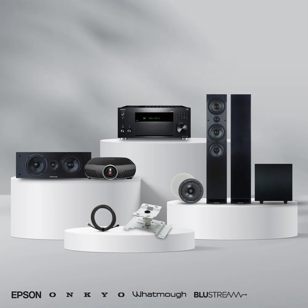Ultimate Home Theatre Premium Bundle 5 – Onkyo RZ50 + Epson 4K PRO-UHD + Emotion Speaker System